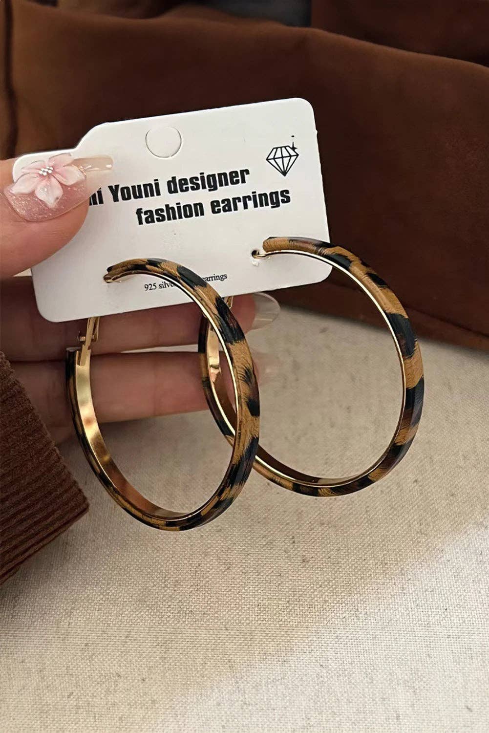 Thai Curry Stainless Alloy Leopard Hoop Earrings: Thai Curry / 100%Alloy / ONE SIZE