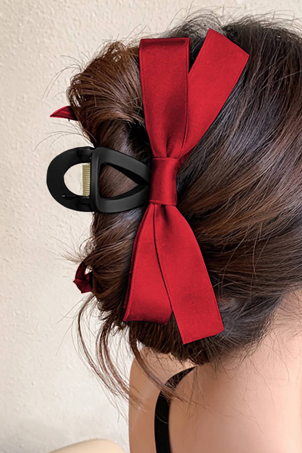 Black Bow Decor Large Hair Claw Clip: Black / Plastic / ONE SIZE