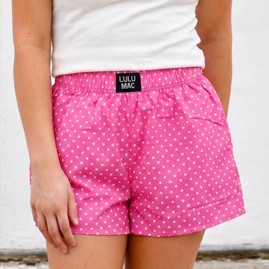 BXMPD- BUBBLEGUM MINI POLKA DOT BOXER: BUBBLEGUM / XSmall