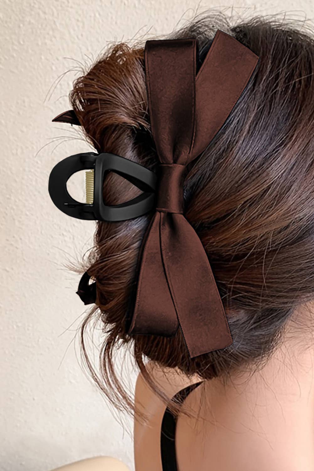 Black Bow Decor Large Hair Claw Clip: Black / Plastic / ONE SIZE