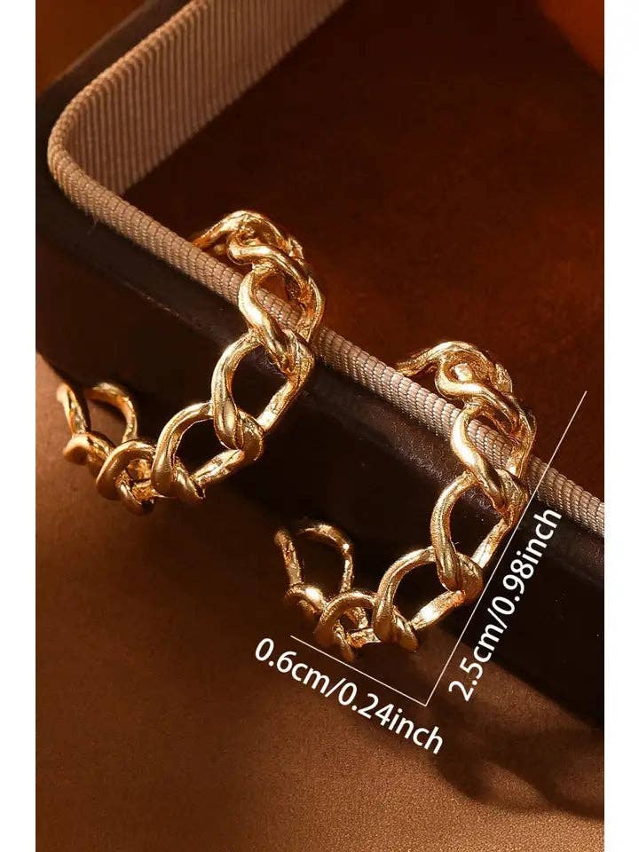 Gold Plated Hoop Chain Stud Earrings Women Jewelry: Gold / Alloy / ONE SIZE